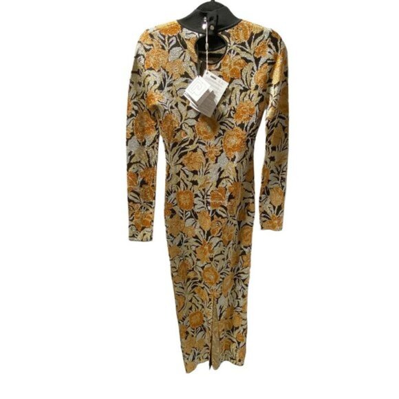 PACO RABANNE Metallic Jacquard-knit Turtleneck Midi Dress - Picture 12 of 12